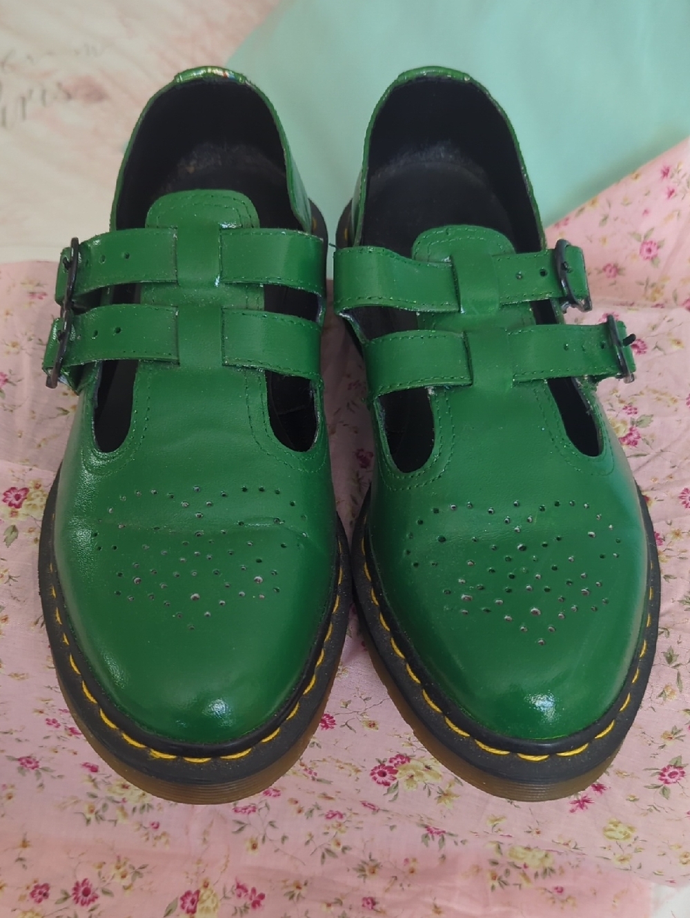 Women's Doc Marten Mary Janes Size 10 DIY Custom Color (Green)